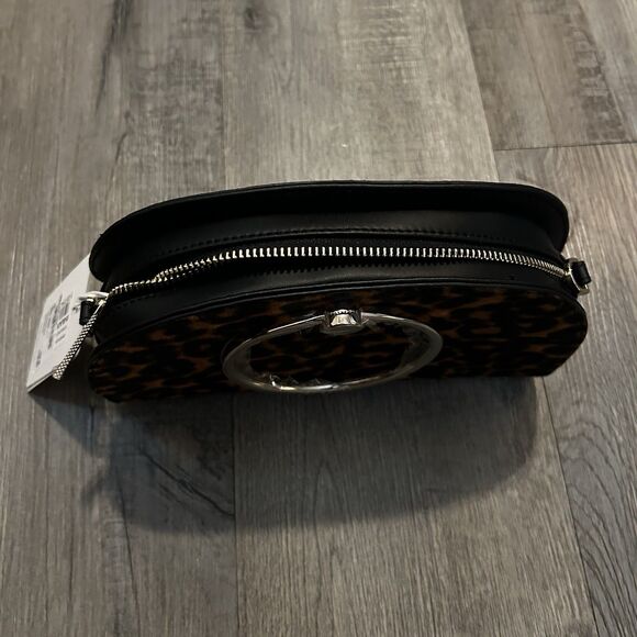 Ted Baker LIONA Leather Leopard Circle Handle Crossbody Black Purse Handbag - Picture 5 of 14